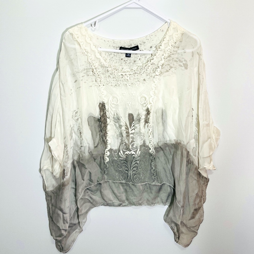 Saks Fifth Avenue‎ Silk Lace Blouse Size Medium